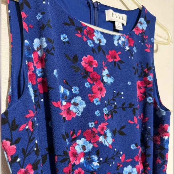 Elle Blue Pink Floral Fit Flare Belted Midi Dress Women’s Size Small - Picture 6 of 8
